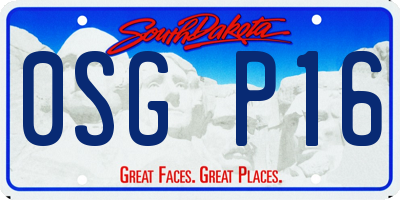 SD license plate 0SGP16