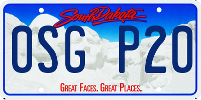 SD license plate 0SGP20