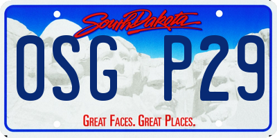 SD license plate 0SGP29