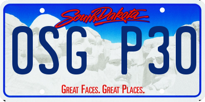 SD license plate 0SGP30