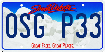 SD license plate 0SGP33