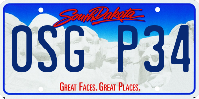 SD license plate 0SGP34