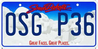 SD license plate 0SGP36