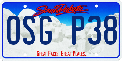 SD license plate 0SGP38