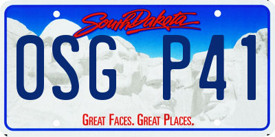 SD license plate 0SGP41