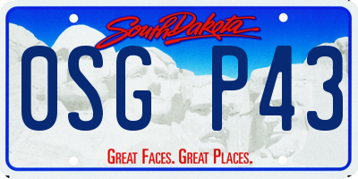 SD license plate 0SGP43