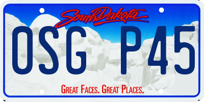 SD license plate 0SGP45