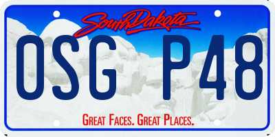 SD license plate 0SGP48