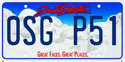 SD license plate 0SGP51
