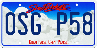 SD license plate 0SGP58