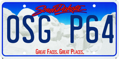 SD license plate 0SGP64