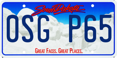 SD license plate 0SGP65