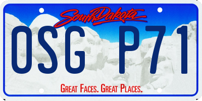 SD license plate 0SGP71