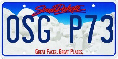 SD license plate 0SGP73