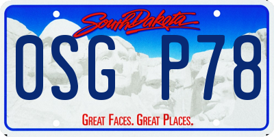 SD license plate 0SGP78