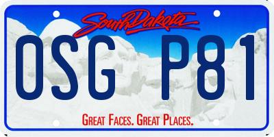 SD license plate 0SGP81