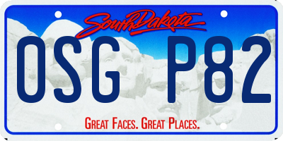 SD license plate 0SGP82