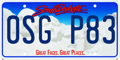SD license plate 0SGP83