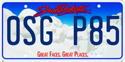 SD license plate 0SGP85