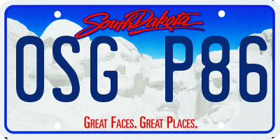 SD license plate 0SGP86