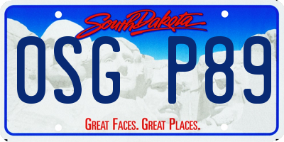 SD license plate 0SGP89