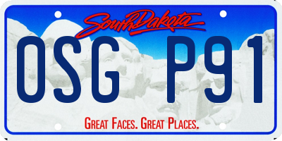 SD license plate 0SGP91