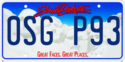 SD license plate 0SGP93