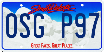 SD license plate 0SGP97