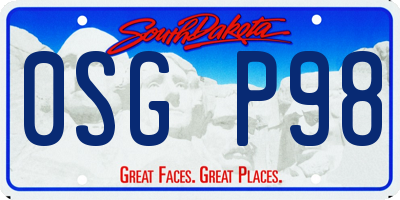 SD license plate 0SGP98