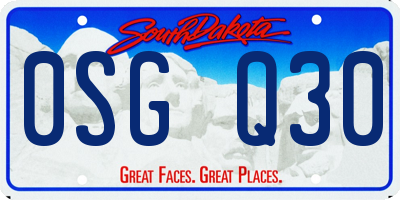 SD license plate 0SGQ30