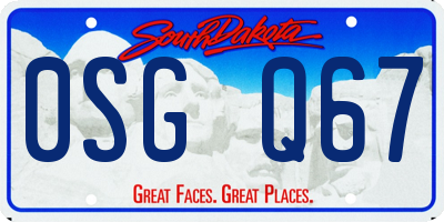SD license plate 0SGQ67