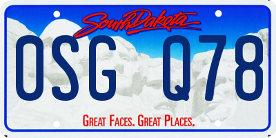 SD license plate 0SGQ78