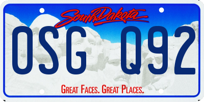 SD license plate 0SGQ92