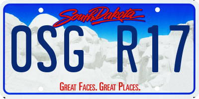 SD license plate 0SGR17