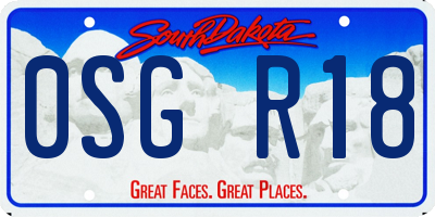 SD license plate 0SGR18