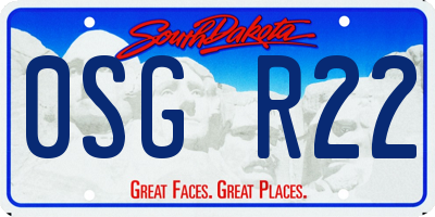 SD license plate 0SGR22