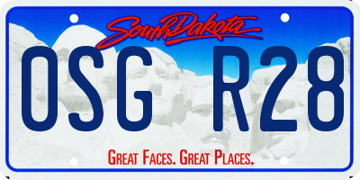 SD license plate 0SGR28