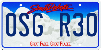 SD license plate 0SGR30