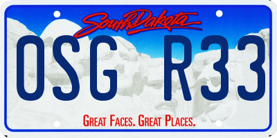SD license plate 0SGR33