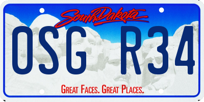 SD license plate 0SGR34