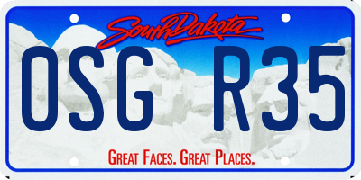 SD license plate 0SGR35