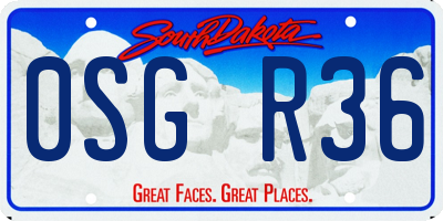 SD license plate 0SGR36