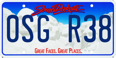 SD license plate 0SGR38