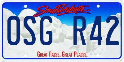SD license plate 0SGR42
