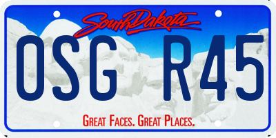 SD license plate 0SGR45