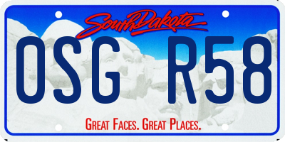 SD license plate 0SGR58