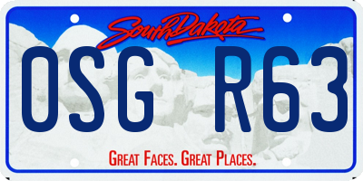 SD license plate 0SGR63