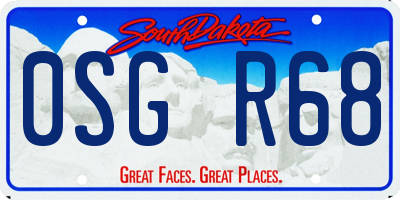 SD license plate 0SGR68