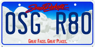 SD license plate 0SGR80