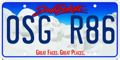 SD license plate 0SGR86